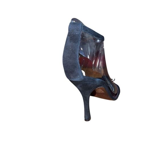 Via Spiga Sennes Black Suede Open Toe Black Ankle Strap Pumps Womens Size 10 NWB - Picture 4 of 10